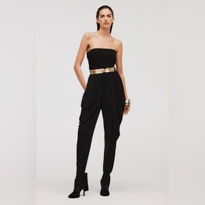 NWT ZARA Draped Strapless Jumpsuit Limited Edition; black; size L (runs small)